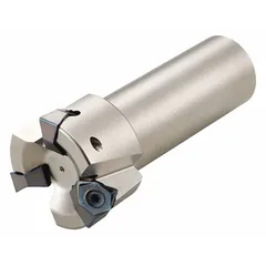 This indexable square-shoulder end mill features a standard length shank and a 90-degree cutting angle for producing clean, perpendicular walls. It is suited for square-shoulder milling, slotting, and profiling operations in metalworking. The indexable inserts enable quick edge replacement, reducing downtime.