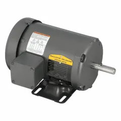 This BALDOR M3537 is a 1/2 hp, 3-phase, rigid base AC motor with a totally enclosed fan-cooled (TEFC) enclosure. It operates at 3600 RPM at 60 Hz and is rated for 230/460V AC with full load currents of 2.0/1.0 A. Suitable for industrial applications such as pumps, fans, conveyors, and compressors requiring continuous-duty operation.