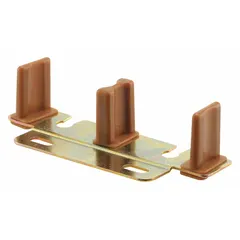 This hanging door guide measures 3 13/16 inches in width. It is used to keep sliding doors aligned and stable during operation, reducing wear on tracks and hardware. Suitable for industrial hanging door systems in warehouses, factories, and commercial facilities.