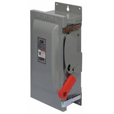 Siemens Safety Switch: Fusible, 100 A, Three Phase, 600V AC, Galvanized Steel - Fusible Safety Switches