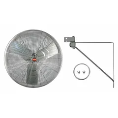 This Dayton wall-mount fan is designed for high-temperature industrial environments, providing spot cooling and air circulation. It features a 30-inch blade diameter, 115V AC operation, and a 1/2 hp motor with single-speed, non-oscillating functionality. Suitable for wall-mounted installation in factories, warehouses, and workshops.
