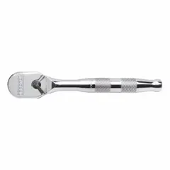 This reversible standard-head ratchet features a black oxide finish and a 4° minimum arc swing, enabling use in confined spaces. With an overall length of 10 1/2 inches, it is suited for tightening and loosening fasteners in automotive and industrial maintenance applications.