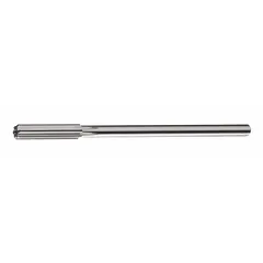 This straight-flute chucking reamer is made of high-speed steel with a 31/64-inch (0.4844-inch) diameter. It is used for precision hole finishing in industrial machining, providing accurate sizing and smooth surface finish in ferrous and non-ferrous materials.