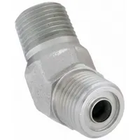 Hydraulic Hose Adapter: 3/8 in x 3/8 in Fitting Size, Male x Male, ORS x NPTF, Rigid, 45° Elbow (MPN FF2093T0606S)