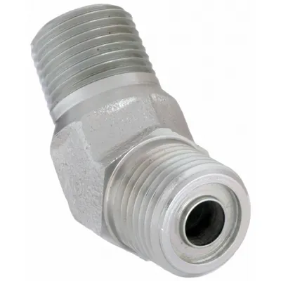 AEROQUIP FF2093T0606S 45° Elbow ORS-to-NPTF Steel Hydraulic Hose Adapter - ORS-to-NPTF Steel Hydraulic Hose Adapters