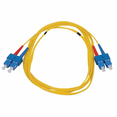 MONOPRICE Fiber Optic Patch Cord: Single Mode, 2 m Lg, SC End 1, SC End 2, Yellow - Single-Mode Fiber Optic Patch Cords