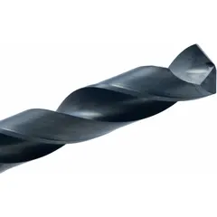 Cobalt jobber-length drill bit with a 135° split point and fast spiral flute design. Black oxide cobalt finish provides heat and wear resistance. Suitable for drilling hard metals such as stainless steel and alloy steels in industrial machining and maintenance applications.
