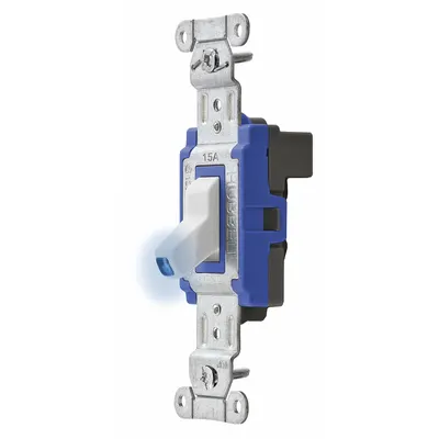 HUBBELL Wall Switch: Toggle Switch, Single Pole, Maintained, White, 120/277V AC - Toggle Wall Switches
