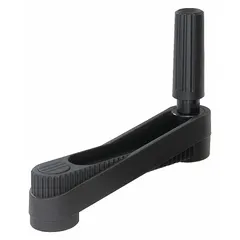 Steel crank handle with a revolving plastic grip for ergonomic manual actuation. Features a 12 mm bore diameter and 125 mm handle length. Suitable for machine tools, valves, and industrial equipment.