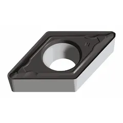 These diamond indexable turning inserts are available in two variants: DCMT3(2.5)1-PF WPP01 and DCMT11T304-PF WPP01. They are designed for precision turning of non-ferrous materials, composites, and abrasive alloys, delivering high wear resistance and fine surface finishes in general machining applications.