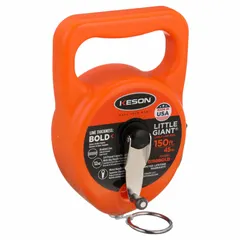 KESON G150BOLD high-capacity chalk line reel with 150 ft line length and 12 oz fill weight. Features a Big-Mouth Turn and Lift Door for easy refilling. Suitable for marking long reference lines in construction, carpentry, and masonry layout tasks.