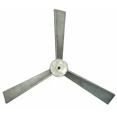Aluminum fan blade with 3 blades, 30 in. diameter, and 38° pitch. Designed for clockwise-facing discharge in HVAC and refrigeration air-moving applications such as condenser cooling and industrial ventilation.