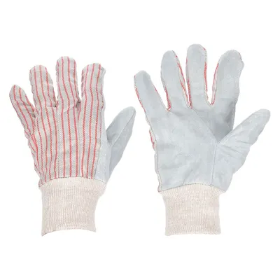 CONDOR Leather Gloves: L ( 9), Cowhide, Premium, Glove, Full Finger, Knit Cuff - Knit Gloves with Leather Palm