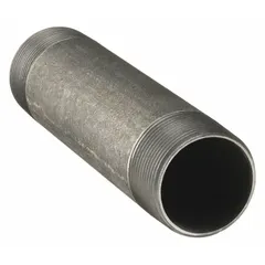Schedule 40 welded pipe nipple with 3-inch nominal size and male NPT threads on both ends. Rated for 300 psi at 150°F, suitable for low-pressure water, air, and gas piping systems. Made in the USA.
