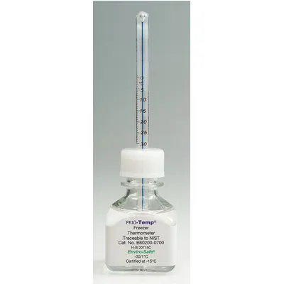 FRIO-TEMP Bottle Thermometer: -30°C to 1°C, +/-0.5°C, 30 mL Bottle Volume - Analog Bottle Thermometers for Freezers & Ultra-Low Freezers
