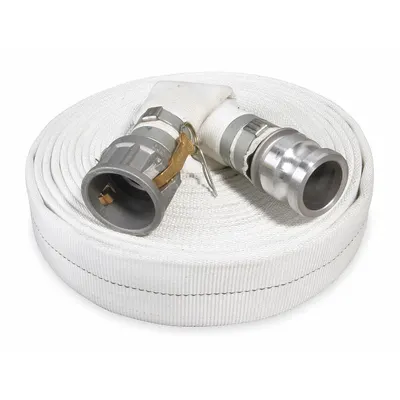 OEM Water Discharge Hose: 3 in Hose Inside Dia., 50 ft Hose Lg, 125 psi, White - SBR/Natural Rubber Water Discharge Hose Assemblies with Polyester Jacket Reinforcement