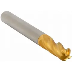 This general purpose carbide ball end mill features a titanium nitride (TiN) coating for reduced friction and extended tool life. With 4 flutes, a 7/8" mill diameter, 1-1/2" length of cut, and 4" overall length, it is suited for contouring, slotting, and profiling in mold and die work, aerospace, and general machining applications on steels and cast irons.