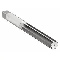 This straight-flute hand reamer is made from high-speed steel and has a 15/16-inch diameter. It is designed for manual reaming operations to enlarge or finish holes to a precise diameter. Commonly used in metalworking, maintenance, and fabrication tasks where a smooth, accurate bore is required, especially in field or repair settings.