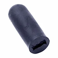 This rubber tip is a replacement part for Invacare wheelchairs, designed to fit the leg rest or footplate. It provides a non-slip, cushioned surface to help stabilize the user's foot. Made of rubber, it measures 2 inches in overall length.