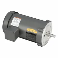 Totally enclosed fan-cooled (TEFC) 3-phase AC motor with C-face mounting. Rated 3/4 hp, 1,140 RPM at 60 Hz, 460V AC, full load current 1.5/3/3.3 A. Suitable for industrial equipment such as pumps, fans, conveyors, and machine tools in dusty or damp environments.