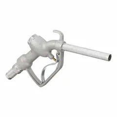 Manual drum pump nozzle with aluminum spout and aluminum/rubber body. Features a 1-inch hose barb connection and integral spout connection. No meter included. Suitable for dispensing non-corrosive fluids from drums in industrial and maintenance settings.
