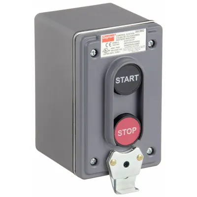 Dayton Control Station: (2) Push Buttons, 0 Pilot Lights, 1NO/1NC, Start/Stop - Push-Button Control Stations