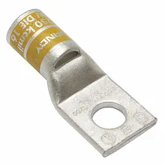 Copper one-hole compression lug for terminating 250 kcmil stranded copper wire on a 1/2 in stud. Standard type suitable for power distribution, switchgear, and heavy equipment connections.