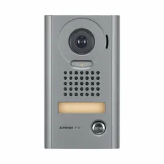 The AIPHONE JO-DV is an IP video intercom door station designed for outdoor surface-mount installation. It operates on 18V DC and supports two-way audio and video communication at entry points. This unit integrates with GT Series and JO Series systems for access control in commercial and residential buildings.