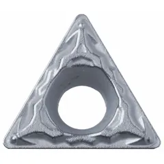PVD carbide triangle (T) indexable turning insert for finishing and light roughing operations. Used in CNC lathes and turning centers for machining steel, stainless steel, and cast iron.