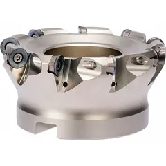 Indexable face mill for face milling operations on steel, stainless steel, and cast iron. The MRX style cutter body accepts indexable inserts for stable cutting performance. Suitable for general machining applications.