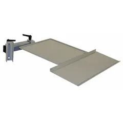 Steel articulating monitor arm with mounting bracket, gray finish, and ESD-safe construction. Overall depth 14 in. Used to position monitors or keyboards in workstations requiring electrostatic discharge protection.