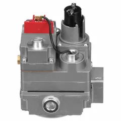 Standing pilot gas valve for use in heating appliances such as furnaces and boilers. Single-stage, fast-opening design rated at 230,000 BtuH with 1/2 in female NPT connection. Operates on 750mV thermopile power.