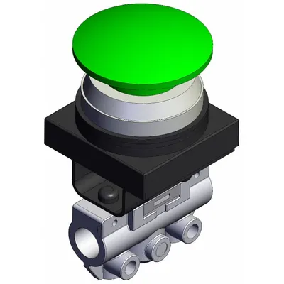 SMC Shuttle Valve: VM100 Series, Mushroom Button Actuator, 3 Ports, 1/8 in BSPT - VM Series Manual Air Control Valves