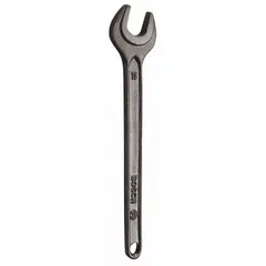 Single-piece 17 mm wrench for tightening or loosening the collet nut on routers. Used for bit changes and maintenance in woodworking and routing applications.