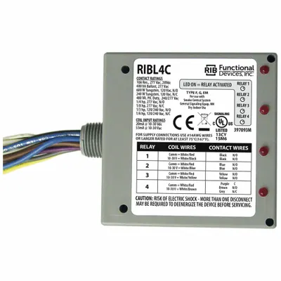 RIB Enclosed Pre-Wired Relay: 10 A Rating, 10-30V AC/DC, 3PST-NO/SPDT - General Purpose Power Relays