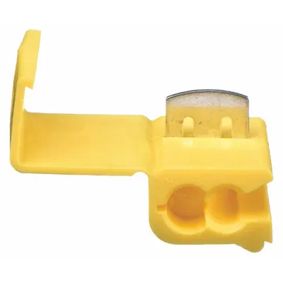 3M Insulation Displacement Connector: 2 Ports, Yellow, 12 AWG – 10 AWG Run Size Range - Double-Port Run Tap Wire Connectors