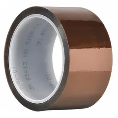 3M 5413 is a polyimide film tape with silicone adhesive, amber in color. It measures 1/2 in wide, 36 yd long, and 2.7 mil thick. Designed for high-temperature electrical insulation, it is commonly used in coil winding, capacitor wrapping, and transformer protection.