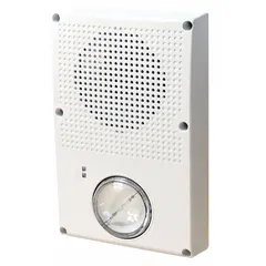 This fire alarm speaker with strobe light provides audible voice evacuation and visual alerting for indoor fire safety systems. It operates at 25 or 70 V and measures 8.5 inches in height by 5.63 inches in width. Suitable for use in commercial and industrial facilities requiring combined sound and light notification.