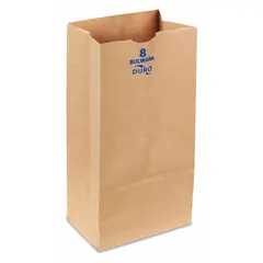 Kraft paper grocery bag with dimensions 6 1/6 in wide, 4 1/6 in deep, and 12 1/2 in high. Suitable for general-purpose carrying and storage of small parts, hardware items, or groceries. Supplied in a 400-pack for high-volume use.
