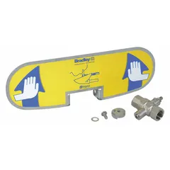 Push handle with on/off valve for use with Halo series eyewash stations. Compatible with manufacturer part number S19-224. Activates water flow for emergency eye flushing in industrial, laboratory, or chemical processing environments.