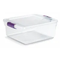 HOMZ Storage Tote: 3.9 gal, 16 1/4 in x 13 in x 6 1/8 in, Clear Body, Clear Lid, Not NSF Certified (MPN 3420GRPRCL.08)
