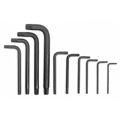 PROTO Torx Key Set: Short, 10 Pieces, T10/T15/T20/T25/T27/T30/T40/T45/T50/T55 Tip Size - L-Shaped Torx & Torx Plus Key Sets