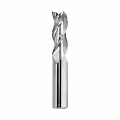 This coolant-through square carbide roughing end mill is designed for aggressive material removal in nonferrous materials such as aluminum and brass. The coolant-through design delivers coolant directly to the cutting edge, reducing heat and improving chip evacuation. Specifications: 3/8" mill diameter, 1-1/8" length of cut, 3" overall length, 5 flutes.