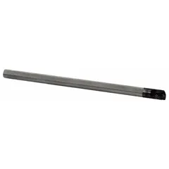 This indexable boring bar features a positive rake geometry and right-hand orientation, designed for internal turning operations such as enlarging holes, creating precise internal diameters, and finishing bores. It accommodates indexable inserts for efficient chip evacuation and surface finish in metalworking applications.