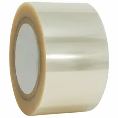 Transparent polyester film tape with acrylic adhesive and silver-based antimicrobial additive. 2 mil thick, 2 inches wide, 20 yards long. Used in medical device assembly, electronics, and cleanroom environments to inhibit microbial growth on surfaces.