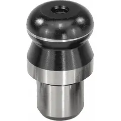 Ball-end locating pin made of tool steel. Shank outside diameter 8 mm, shank length 8 mm. Used in jigs and fixtures for precise positioning and alignment of workpieces during machining or assembly.
