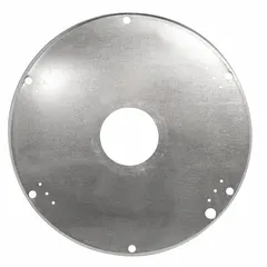 Support plate for HVACR equipment mounting. Provides a stable base for compressors, motors, or fans, distributing load and reducing vibration in commercial or industrial refrigeration and air conditioning systems.