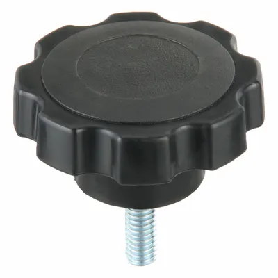 INNOVATIVE COMPONENTS Hand Knob: 8 Point, Plastic w/ Steel Thread, 5/16"-18 Thread - 8-Arm Knobs with Threaded Stud