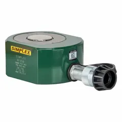 Single-acting steel cylinder with 50-ton nominal capacity and 1-inch stroke. Low profile design suits confined-space lifting and pressing tasks such as bridge repair, heavy equipment maintenance, and industrial rigging.