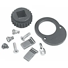 This 10-piece repair kit is designed for servicing 1/4 in drive ratchets. It includes a male drive plug with a spring-loaded pellet, enabling restoration of ratchet function in maintenance and repair applications.